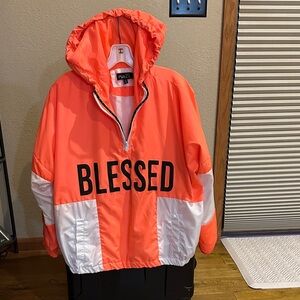 Rue21 Orange and White Hooded Jacket